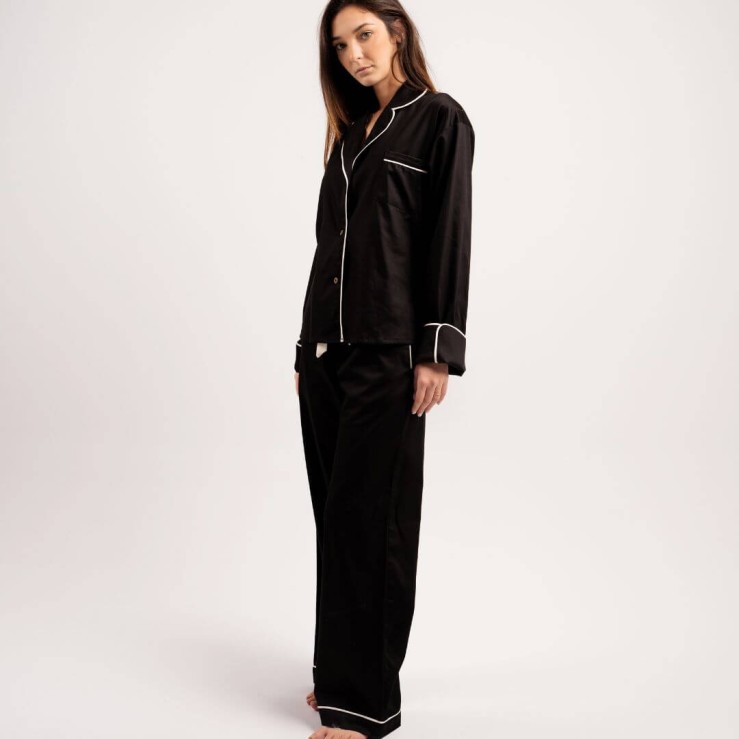 LE FESTIF - Pyjama en satin de coton bio, pour des soirées chic et décontractées