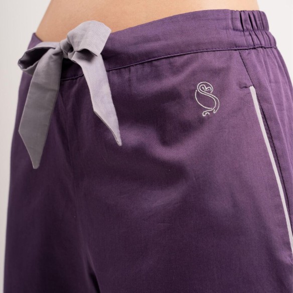 LE DÉLICAT -  Pyjama en satin de coton bio violet pour un confort élégant