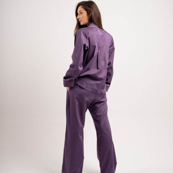 LE DÉLICAT -  Pyjama en satin de coton bio violet pour un confort élégant
