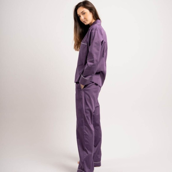LE DÉLICAT -  Pyjama en satin de coton bio violet pour un confort élégant